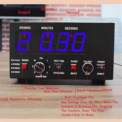 Boxing Interval Timer, Digital Timer Gym,with Led Display, 1-12 Challenge Rounds/Adjustable Buzzer, for Gym Home (Green) - color: Green