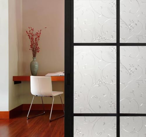 Frosted Privacy Window Film, Glass Door Privacy Film Non-Adhesive Window Clings for Home Office Decoration, Anti-UV, Heat Control and Prevent Bird Strikes (Wheat, 11.8x78.7 Inch) - size: 11.8x78.7 Inches