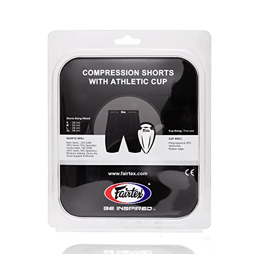 Fairtex Compression Shorts with Athletic Groin Cup (Black, Medium)