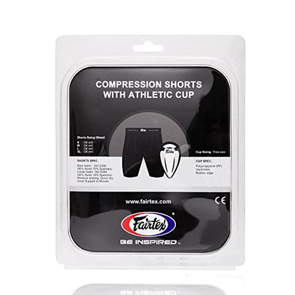Fairtex Compression Shorts with Athletic Groin Cup (Black, Medium)