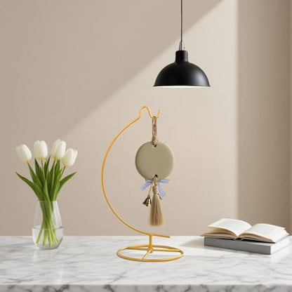 Ornament Display Stand,Assembled Display Stand with Hook,Iron Pothook Stand for Hanging Glass Globe, Air Plant Terrarium, Home Wedding Decoration ( Gold )