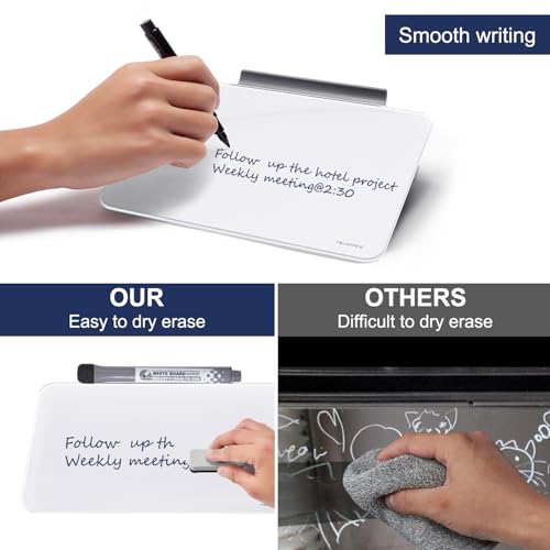 Small Desktop Whiteboard - Glass Dry Erase Board 8 X 6 Inches Tabletop Easel Whiteboard with Stand, Desk Board Buddy for Artist, Teacher and Student - color: 8 X 6 Inches - White