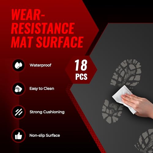 SUPERJARE 0.79'' Extra-Thick 18 Pcs 72 Sq Ft Exercise Equipment Mats - color: Black, size: 18 Tiles (72 Sq Ft)