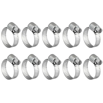 #4 Mini Hose Clamp 10Pcs, Adjustable Stainless Steel Band with Zinc Plated Screw, Wire Hose Clips Worm Gear Hose Clamps