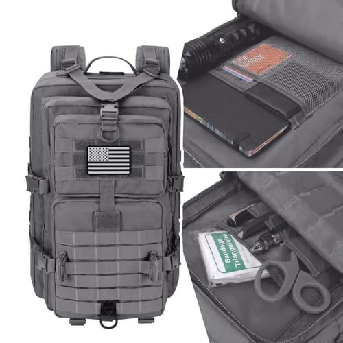 Hannibal Tactical MOLLE Assault Backpack, Tactical Backpack Military Army Camping Rucksack - color: Grey