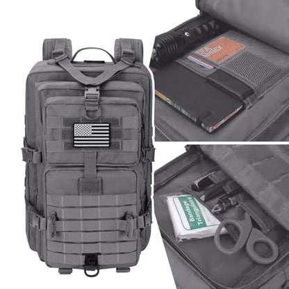Hannibal Tactical MOLLE Assault Backpack, Tactical Backpack Military Army Camping Rucksack - color: Grey