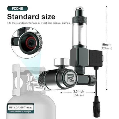 FZONE Aquarium CO₂ Regulator Kit, Compact Aquarium CO₂ System with Diffuser, Upgraded DC Solenoid and Bubble Counter Check Valve, for Establishing CO₂ System in Aquatic Plant Tank