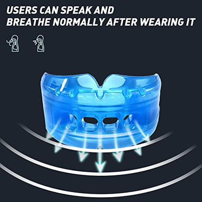 3 Pack Kids Youth Mouth Guard Football Sports Braces Mouthguards for Mouthpiece Boys Teeth for MMA Boxing Rugby Kickboxing Taekwondo Softball Lacrosse to Braces EVA Transparent Blue - color: Blue
