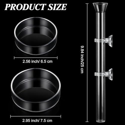 CHENGU 3 Pieces Shrimp Feeding Tube and Dish Set, 10 Inch Glass Shrimp Feeder Tube and 2 Aquarium Dish Bowl Fish Tank Feeding Supplies for Fish Tank Aquarium - size: 10" + 2 Tray