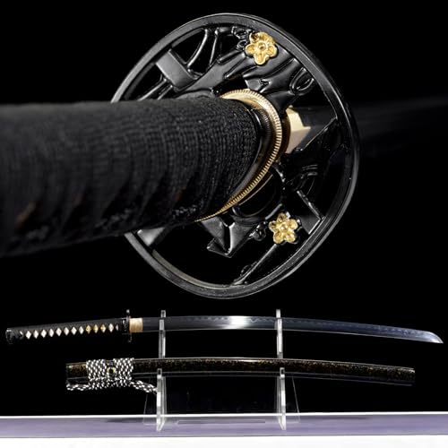 OYZ Real Katana Japanese Samurai Sword, Unique Gift for Men Full Tang Clay Tempered t10 Steel Blade, Spring Steel Memorable for Martial Arts Enthusiasts or Collectors. - style: Traditional