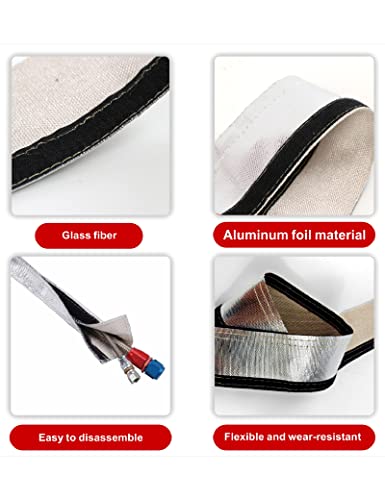 Heat Shroud Aluminized Sleeving Heat Shield fuel line wire heat sleeve for Ultimate Heat Protection Hose Wire Sleeving with 10PCS Stainless Steel Cable Metal Ties-Silve (3/4" I.D.x 10FT) - color: Silver, size: 3/4"IDX10FT
