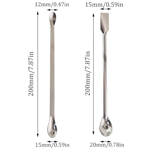 4PCS 2 in 1 Laboratory Spatula 7.87 Inch Stainless Steel Dual Head Mixing Sampling Tool Suitable for Chemical Testing Experiments Science School