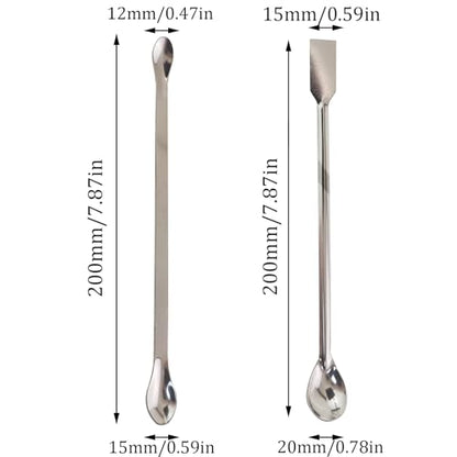 4PCS 2 in 1 Laboratory Spatula 7.87 Inch Stainless Steel Dual Head Mixing Sampling Tool Suitable for Chemical Testing Experiments Science School