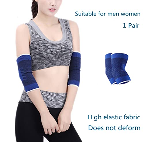 Elbow Compression Sleeves, Elbow Brace Support for Men & Women - color: Blue 1 pair