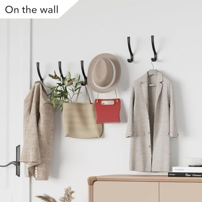 Coat Hooks Wall Mounted, Heavy Duty Hooks Hanging Towel, Black 8 Pack,Metal - size: 8 Pack