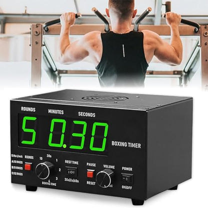 Portable Gym Timer, Boxing Interval Timer with Time Progress Bar, Adjustable Time, Frequency and Sound, Fitness Timer Clock for Muay Thai/MMA/Kickboxing,Green - color: Green