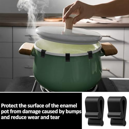 12PCS Dutch Oven Lid Protector Clips, Black Silicone Cookware Protector Flexible Pot Bumpers Lifter Accessories for Storage Stacking Pan & Display of Dutch Oven Pots (Black)