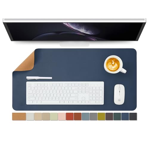 Cork Desk Mat - Dual-Sided Desk Pad for Office and Home - Desk Organization and Accessories - Ideal for Large Mouse Pad and Desk Mats on Top of Desks(Dark Blue,27.6"x 13.8") - color: Dark Blue, size: 27.6" x 13.8"