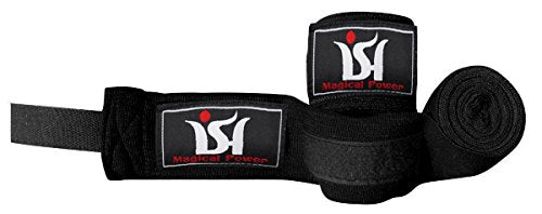 Mexican 180" Elastic Cotton Hand Wraps Bandages for Boxing Kickboxing Muay Thai MMA Training Pair - color: Black
