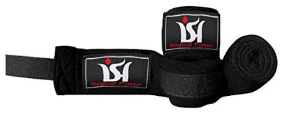 Mexican 180" Elastic Cotton Hand Wraps Bandages for Boxing Kickboxing Muay Thai MMA Training Pair - color: Black