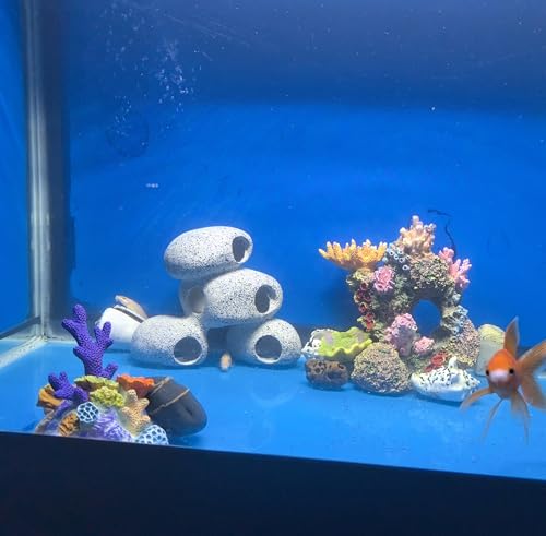 Aquarium Rock Decorations Resin Cichlids Rock with Artificial Moss Betta cave Betta Fish Tank Accessories Fish hides for Aquarium (Rock Cave)