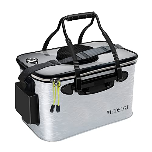 Transparent Lid Fishing Bucket, Portable Foldable Fishing Bucket, Bait Bucket, Fish Bucket, Live Bait Storage. (6 gallons) - color: Gray, size: size6gallon