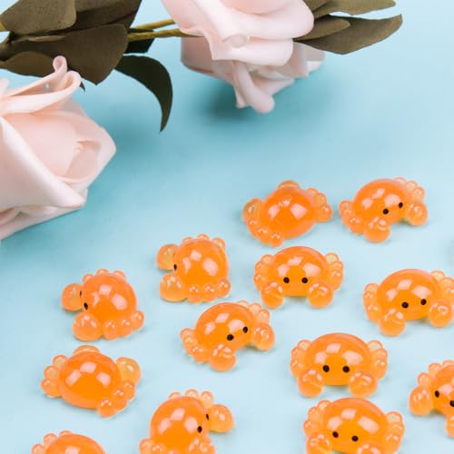 24Pcs Cute Mini Resin Crabs Glow in The Dark Crab Figurines Bulk for Crafts Marine Animal Decor for Moss Landscapes DIY Projects Desktop Ornaments