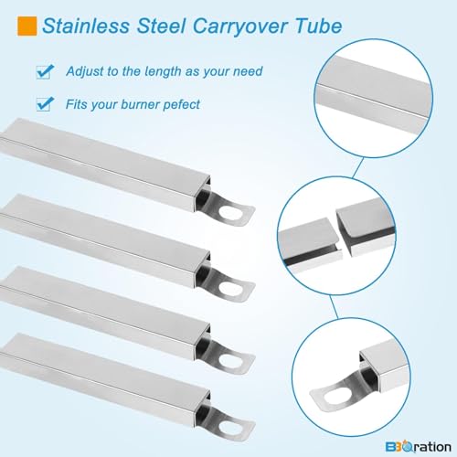 Universal Adjustable Carryover Tubes for Charbroil, Kenmore and Others Most Gas Grill, 4-Pack Crossover Tubes for Charbroil Grill Replacement Parts