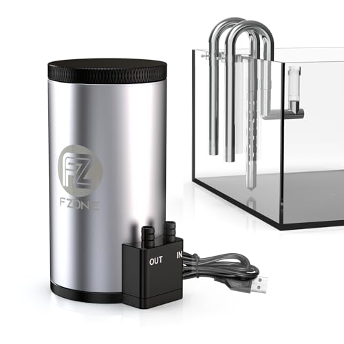 FZONE Aquarium Filter Kit, External Canister Filter 79 GPH for Small Aquariums, Quiet Pump, Dual-Layer Filtration, Adjustable in/Out Pipes, Stainless Steel Design for Tanks up to 24 Gallon