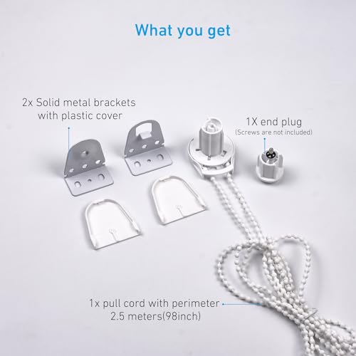 HUIYEETEX 25mm Metal Bracket Upgrade Roller Blind Fittings Spare Kit, Window Shade Repiar Kit Complete with Metal Brackets & End Plug, Shade Weight Max Load 6.6 LBS (3 KGS) - style: 25mm Metal Bracket