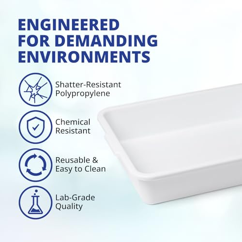 United Scientific Polypropylene Multi-Purpose Containment Tray - Plastic Trays for Sterilizing & Drying Lab Supplies - Durable and Temperature Resistant Storage Tray - 15" L x 12" W x 3" H (1 Count) - size: 15" x 12" x 3" (1 Count)