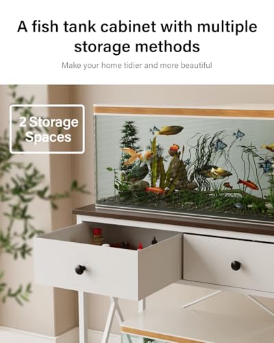 Fish Tank Stand 29 Gallon: Sturdy Aquarium Stand with Accessories Storage - Metal Fish Tank Table for 20-29 Gallon Reptile Breeder Turtle Terrarium - 30.7"x16.5" Weight Capacity 330 lbs