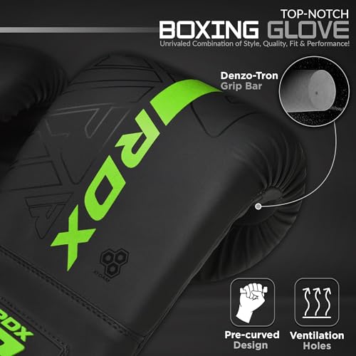 RDX Bag Gloves Boxing Punching Mitts, Maya Hide Leather, Padding, Ventilated Palm, MMA Heavy Punch Training, Muay Thai Kickboxing Focus Pads Double End Speed Ball Workout, Adult Men Women - color: Green