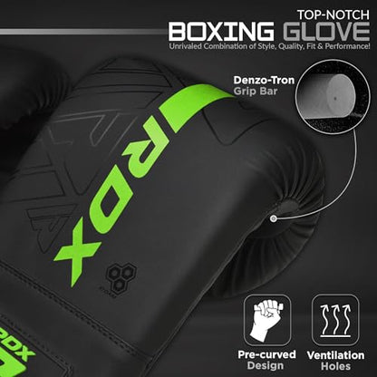 RDX Bag Gloves Boxing Punching Mitts, Maya Hide Leather, Padding, Ventilated Palm, MMA Heavy Punch Training, Muay Thai Kickboxing Focus Pads Double End Speed Ball Workout, Adult Men Women - color: Green