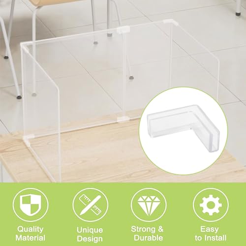 Glass Connector, 24Pcs Plastic 90 Degree Glass Clamps Transparent Glass to Glass Connectors Rimless Clip Holder for Fixing or DIY Fish Tank, Glass Acrylic Display Cabinet (5mm)