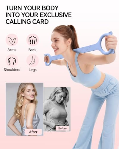 Figure 8 Resistance Bands with Handles,Silicone Exercise Band Set | Upgraded 8-Shaped Stretch Bands for Women Home Working Out Arms Back Legs Pilates Yoga Physical Therapy Multi Packs - color: 3Pcs Pink 15Lb & Purple 25Lb & Blue 35Lb