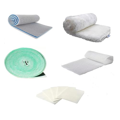 5-in-Aquarium Filter Floss Rolls-5 filter media types of different densities effectively filtering water-7.9×40in×2pcs and12×16in×2pcs- Bonded Filter Media Pad for Freshwater or Marine Aquariums Ponds - size: 7.9×40in×2pcs and 12×16in×2pcs