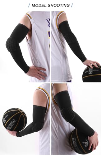 SUJAYU Elbow Compression Sleeve Padded Elbow Sleeve Volleyball Elbow Pads, Basketball Arm sleeve Football Arm Sleeve - color: Black, size: X-Large