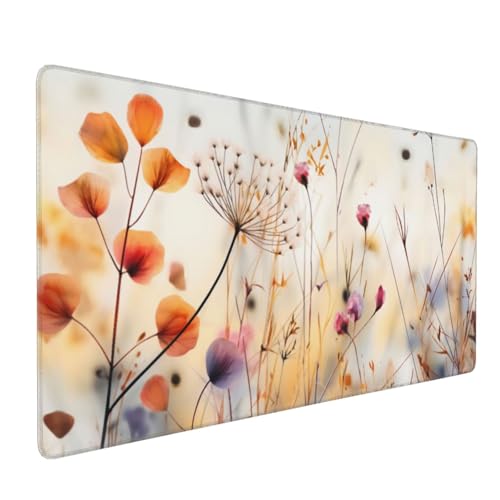 35.4 x 15.7 in, XXL Large Mouse Pad for Desk, Extended Keyboard Mouse Mat for Computer Office, Big Mouse pad with Stitched Edges, Gaming Pc-Wild Grass and Flowers - color: Wild Grass and Flowers