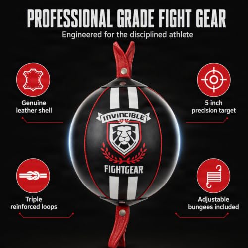 Invincible Leather Double End Boxing Training Bag - size: 5 Inch