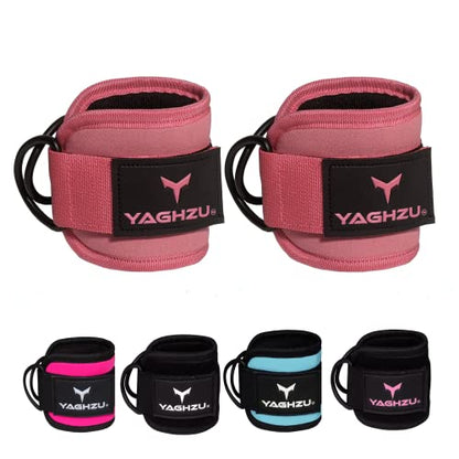 Adjustable Gym Ankle Straps for Cable Machines Women & Men, Glute Kickbacks - color: Solid Pink, size: Pair