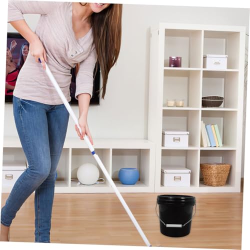 Sealed Plastic Bucket Lid Leakproof Storage Pail for Kitchen Office Laundry Milk Oil Flour Heavy Duty Design - color: Black