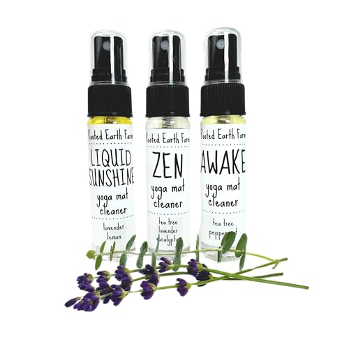 Yoga Mat Cleaner Spray Gift Set - 1 fl oz - Room and Body Mist - 3 Scents - Zen and Liquid Sunshine and Awake