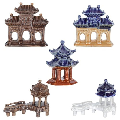 DOITOOL 5PCS Mini Pagoda Garden Statue, Miniature Japanese Style Bonsai Figurines Miniature Asian Decor Mini Zen Garden Accessories Micro Landscape Decoration Fish Tank Aquarium Ornament