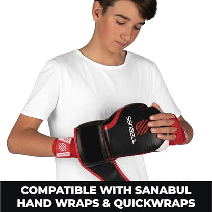 Sanabul Essential Gel Boxing Gloves for Men & Women, Kickboxing MMA, Muay Thai Gloves and Heavy Bag Training Punching & Sparring - color: Black/Red, size: 8 oz