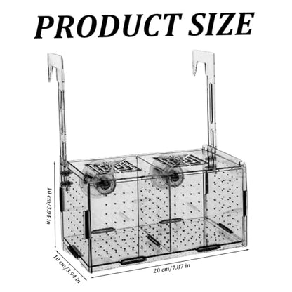 Fish Breeding Box, Transparent Insulation Breeder Box for Fish Tank, 8x4x4 Detachable Acrylic Small Fish Tank with Suction Cups for Shrimp, Clown Fish and Guppy Fish Breeder Box for Aquarium
