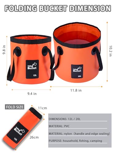 Collapsible Bucket with Handle, Lightweight 5 Gallon 20L Folding Water Container, Portable Wash Basin for Camping, Fishing, Gardening, Car Washing, and Outdoor Use
