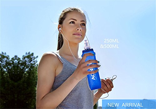 AONIJIE 250ML/350ML/500ML/600ML Portable TPU Soft Water Bottle Folding Soft Flasks For Outdoor Marathon Running Hydration Camping Hiking - color: 250ML-2pcs