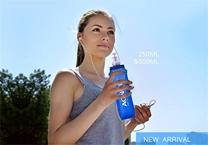 AONIJIE 250ML/350ML/500ML/600ML Portable TPU Soft Water Bottle Folding Soft Flasks For Outdoor Marathon Running Hydration Camping Hiking - color: 250ML-2pcs