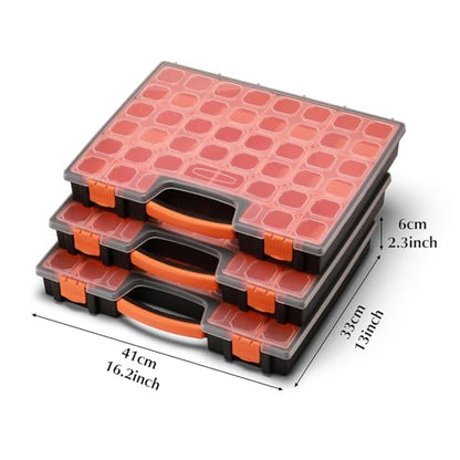 3PCS Multi-Purpose Portable Organizer Box Set with 72-Removable Compartments, 3 Pieces Professional Boxes with Dimension 16.2"L*13"W*2.3"H - size: 3 PCS